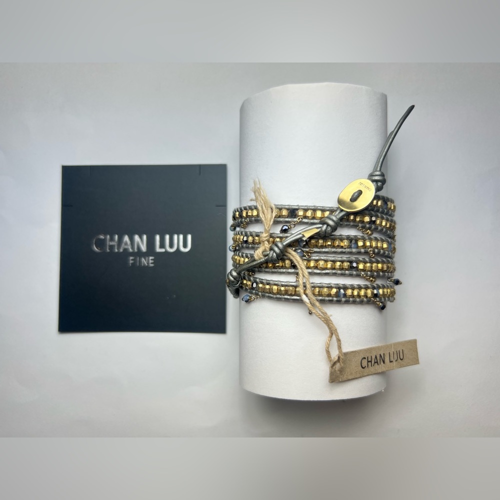 New Chan Luu Wrap Leather Bracelet Gold plated on 925 Sterling Silver Nugget